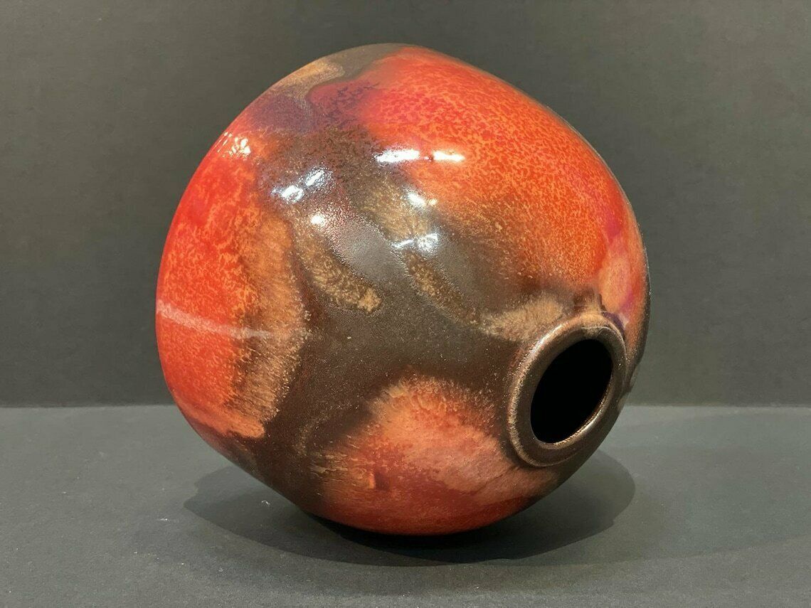 Brown Red Chandelier Glaze Vase By Ruscha Art 855, Signed, Germany, 1960s photo Home Decor