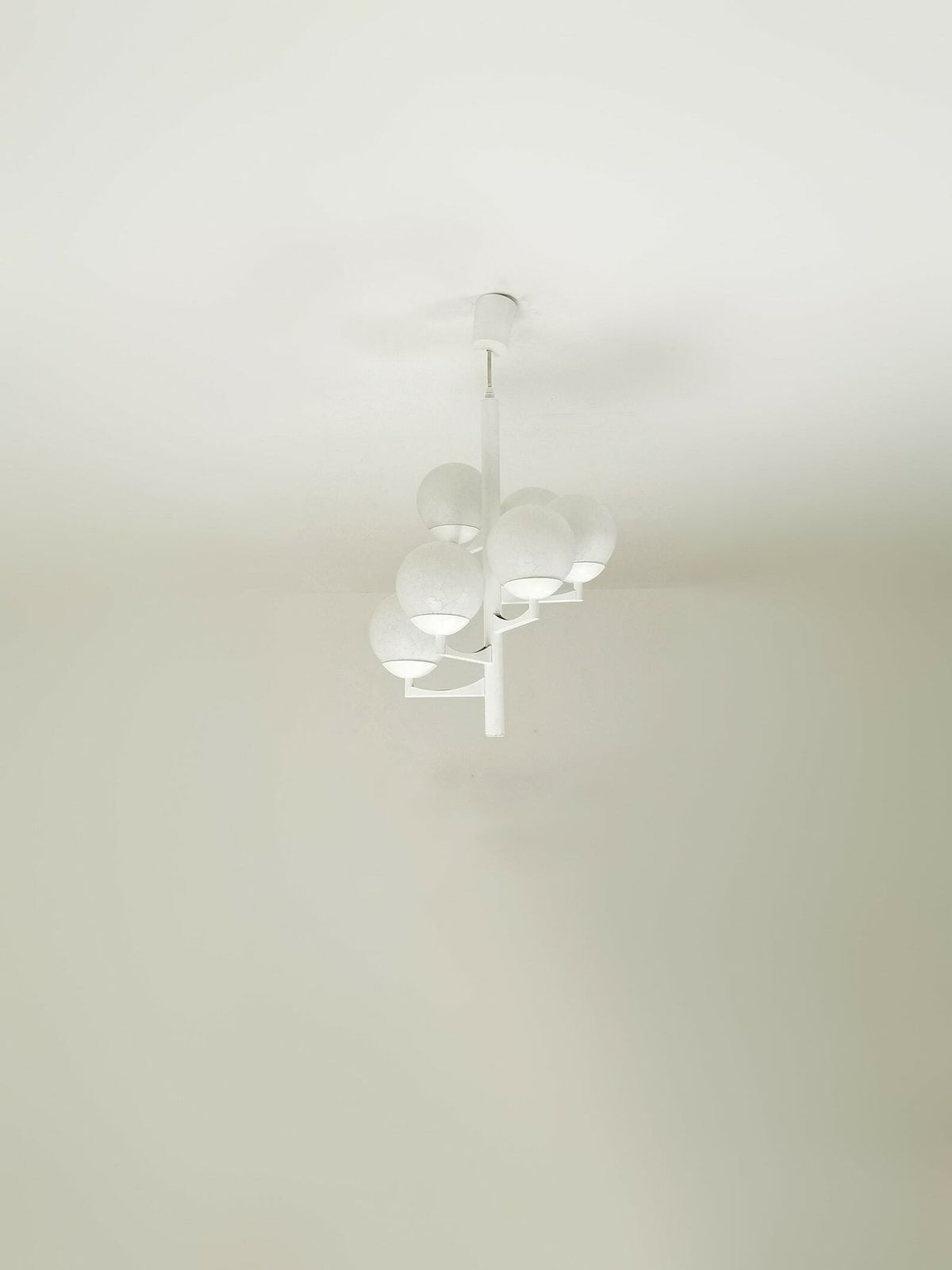 photo for sale Space Age Glass And White Pendant Lamp, Vintage Pendant Lamp 1970s