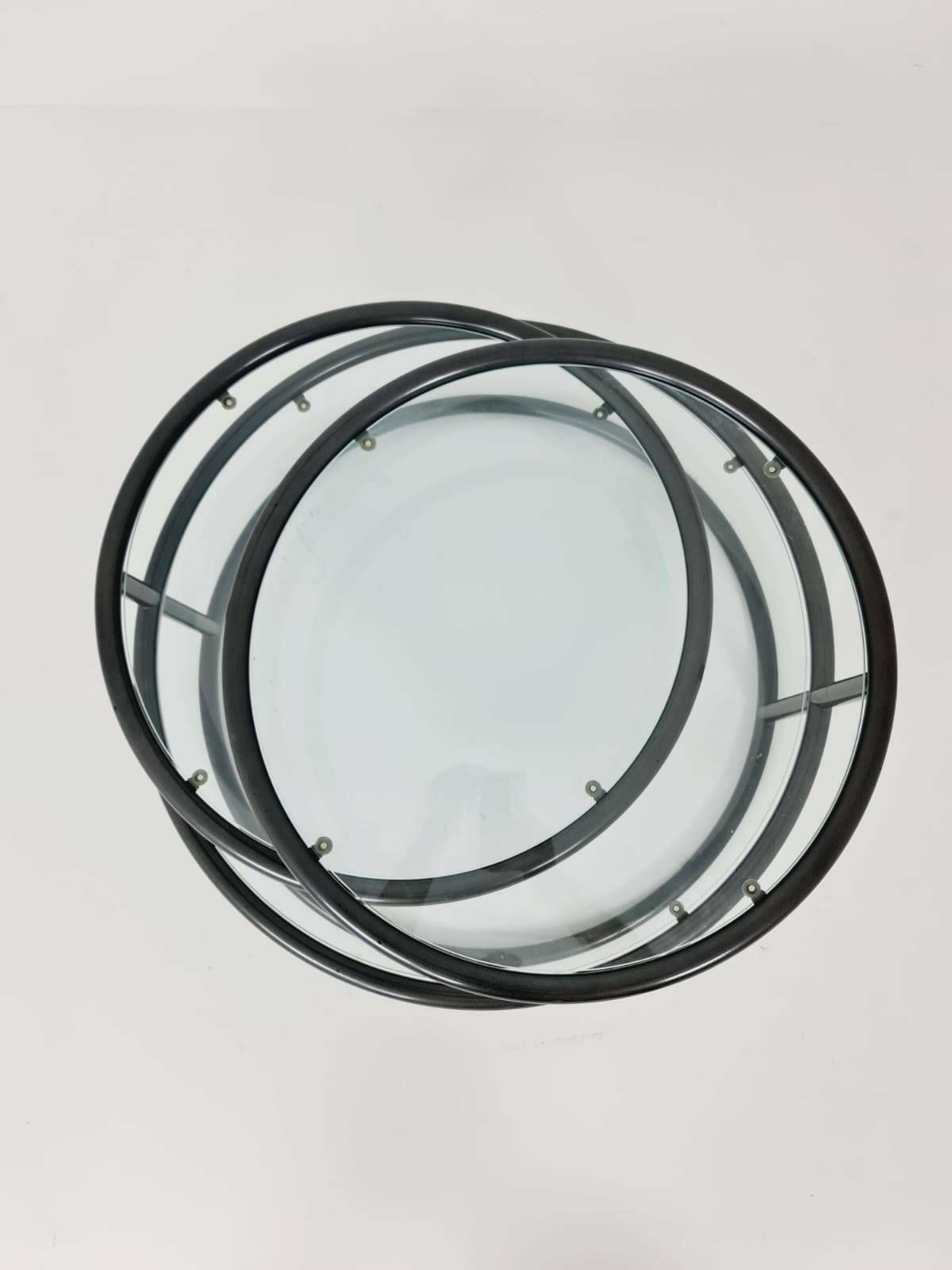 photo for sale Mid Century Black Three Tier Swivel Coffee Table By Milo Baughman
