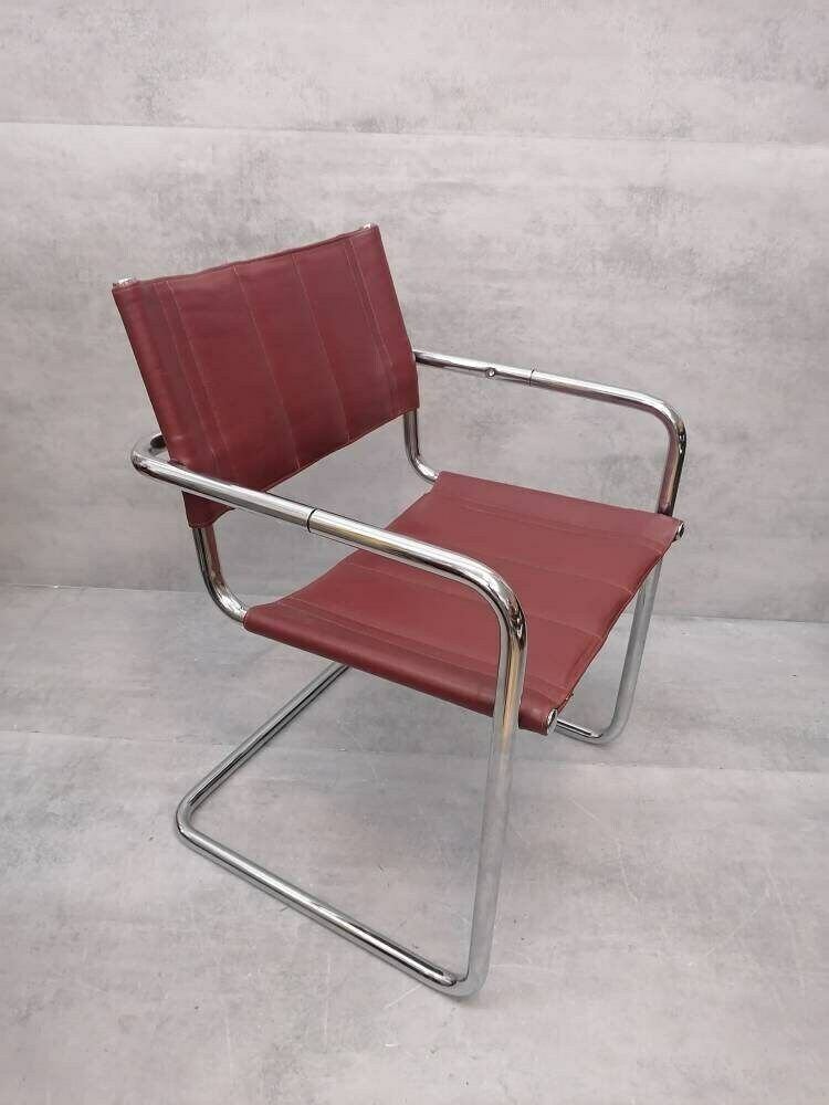 Mid Century Cognac Marcel Breuer  Style Mart Stam S34 Armchair / Bauhaus Design / 1980s photo vinterior