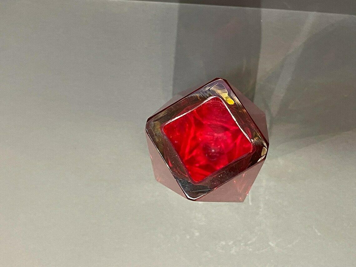 Mandruzzato Vase, Murano, Ruby Red And Yellow Summer Ovase With 12 Facets, Signed, 1960s photo buy