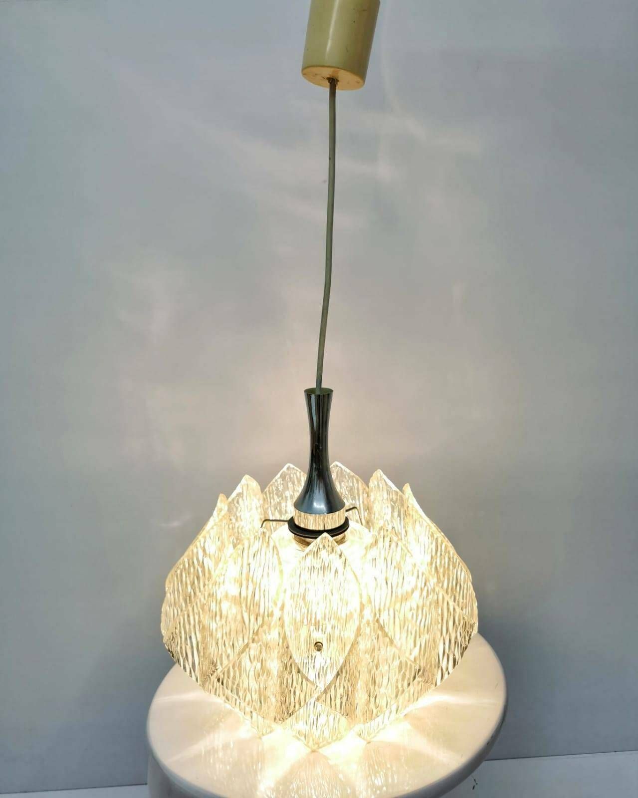 Me Marbach, Acrylic Ice Glass, Hanging Lamp, 1960s photo Lighting