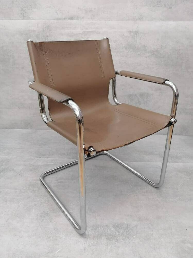 Matteo Grassi Visitor Chair In Cream Leather 1970s photo furniture