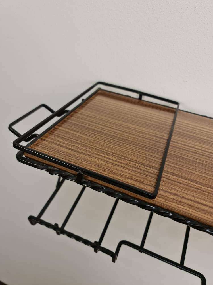 Scandinavian Metal & Formica Hanging Shelf/ Bedside Table/ Nightstand From The 60s photo vintage