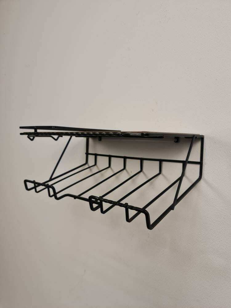 photo for sale Scandinavian Metal & Formica Hanging Shelf/ Bedside Table/ Nightstand From The 60s