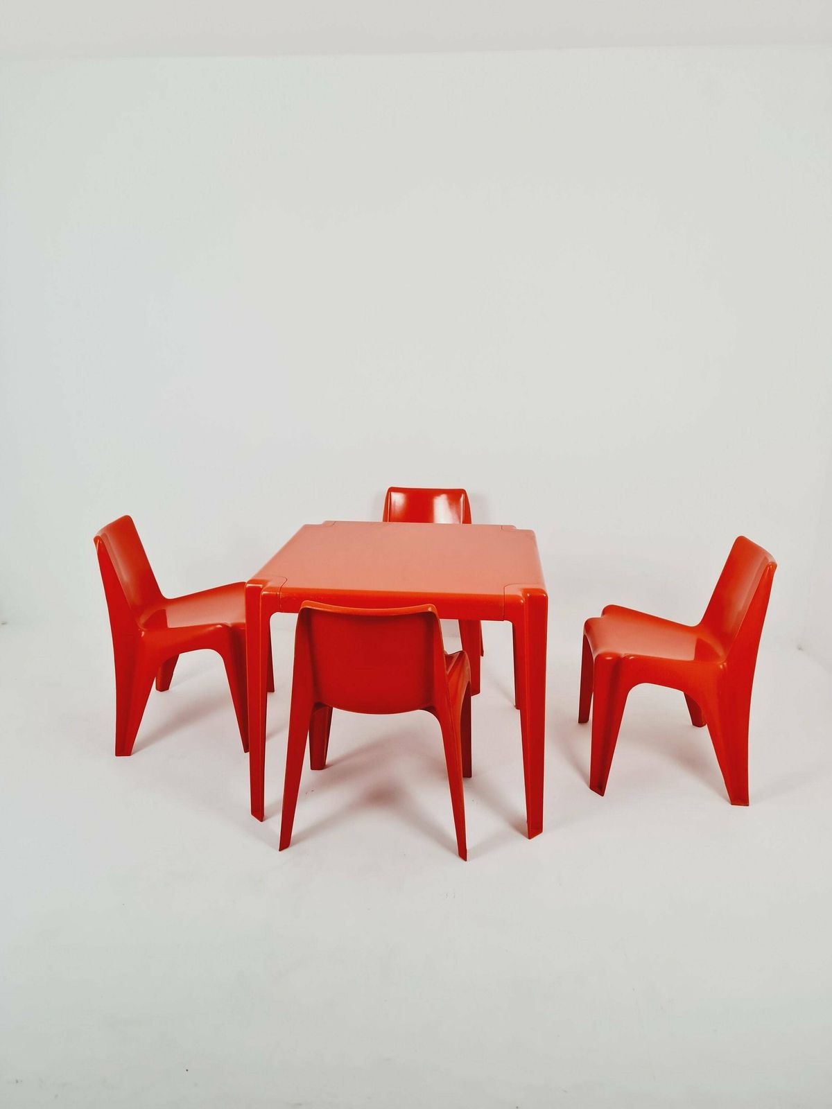 Space Age Set Of Dining Table + 4 Chairs Bofinger Ba1171 Chair By Helmut Bätzner,1970