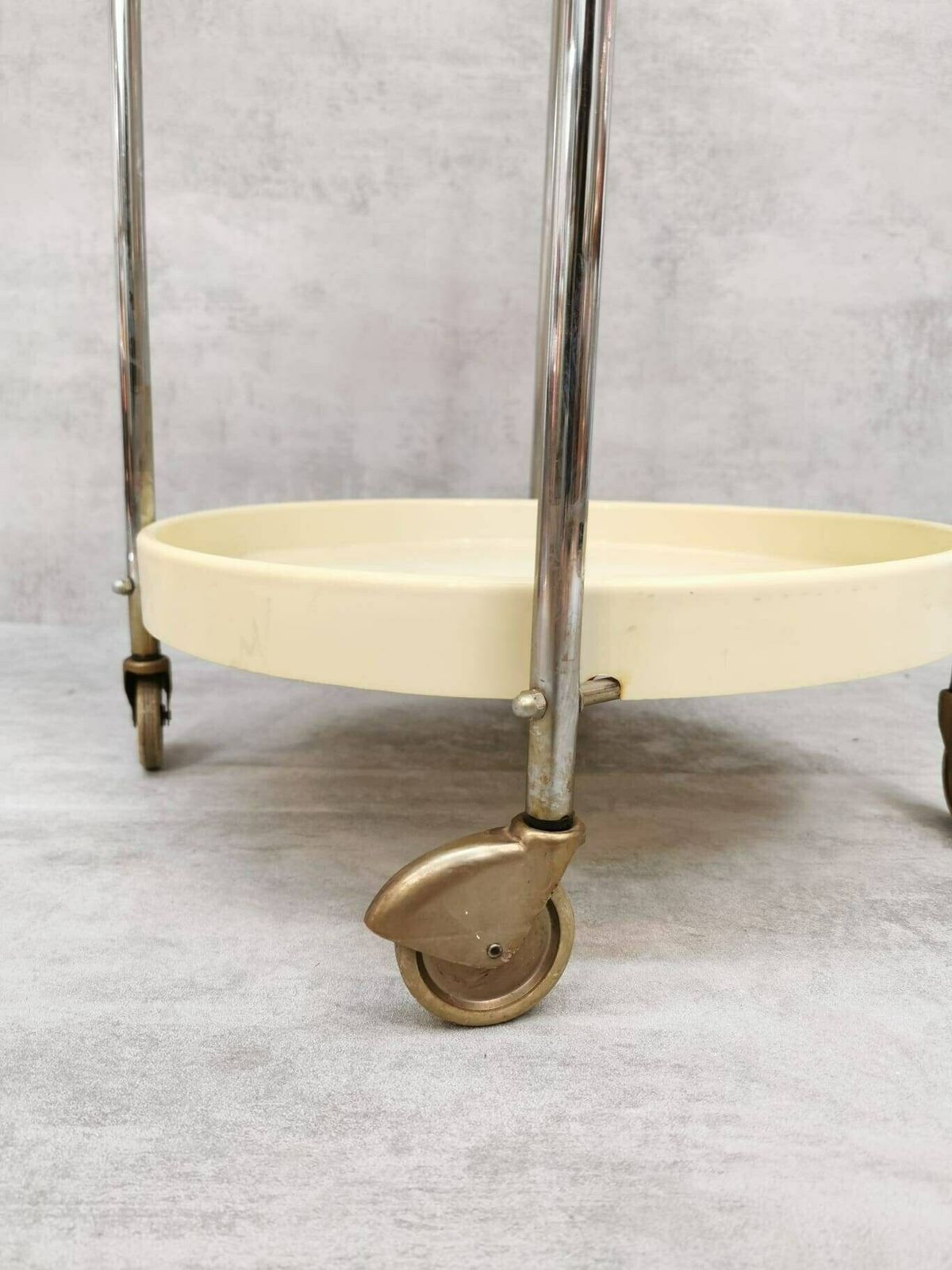 Midcentury Plastic And Metal Chrome Round Italian Bar Cart, 1950s photo buy