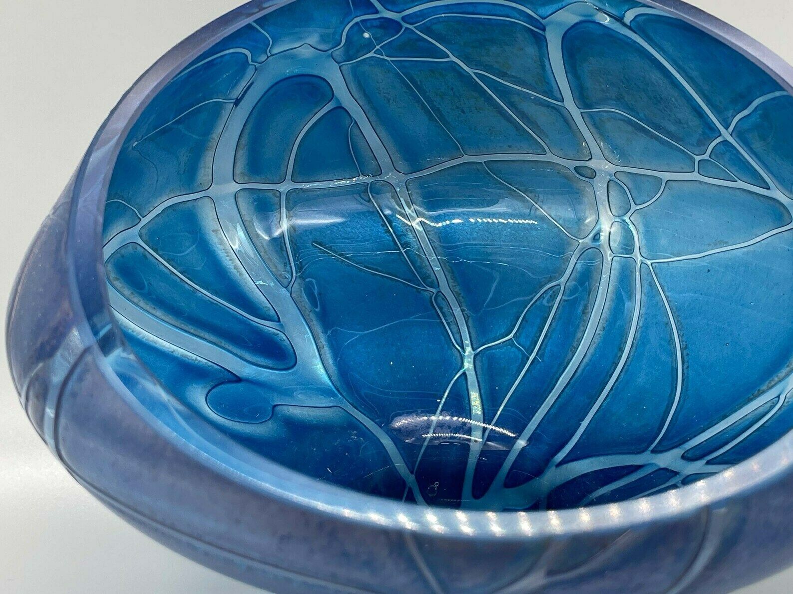 Extravagant Blue Violet Iridescent Bowl Or Candle Holder, Joska 1960s photo buy