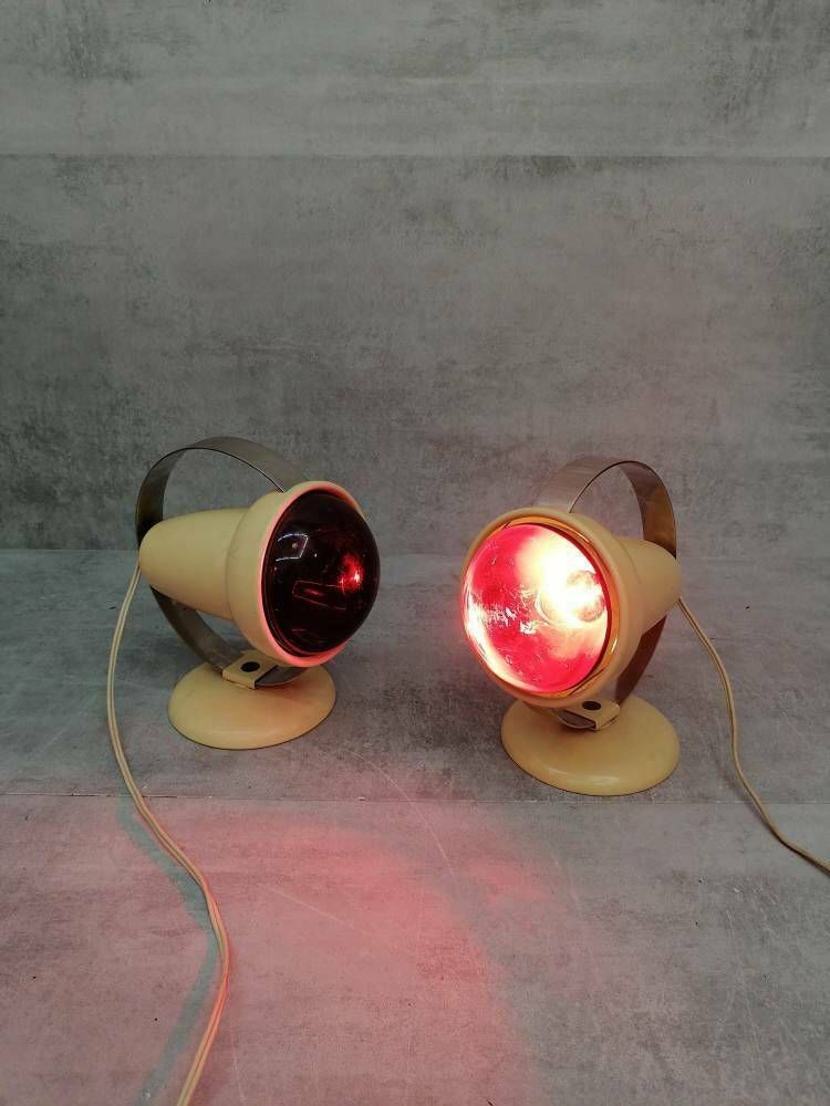Set Of 2x Charlotte Perriand "Infraphil" Heat Table Lamps Or Sconces By Philips photo vinterior