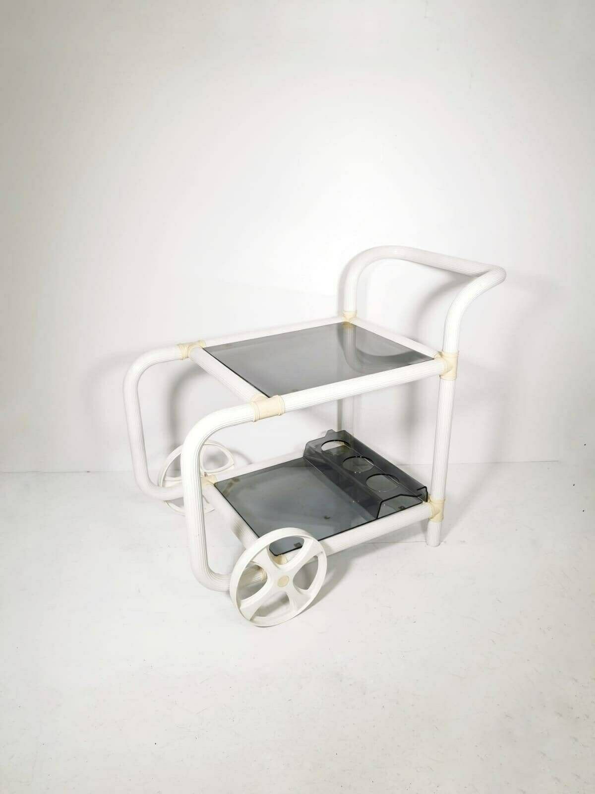 Space Age Design White Serving Cart   Trolly Bar 1980s photo for sale