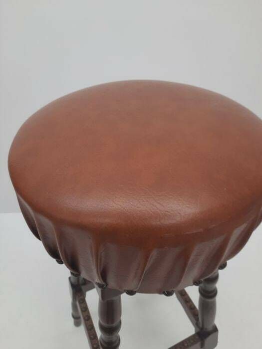 English Country Vintage Style Bar Leather Stool 1950s photo Furniture