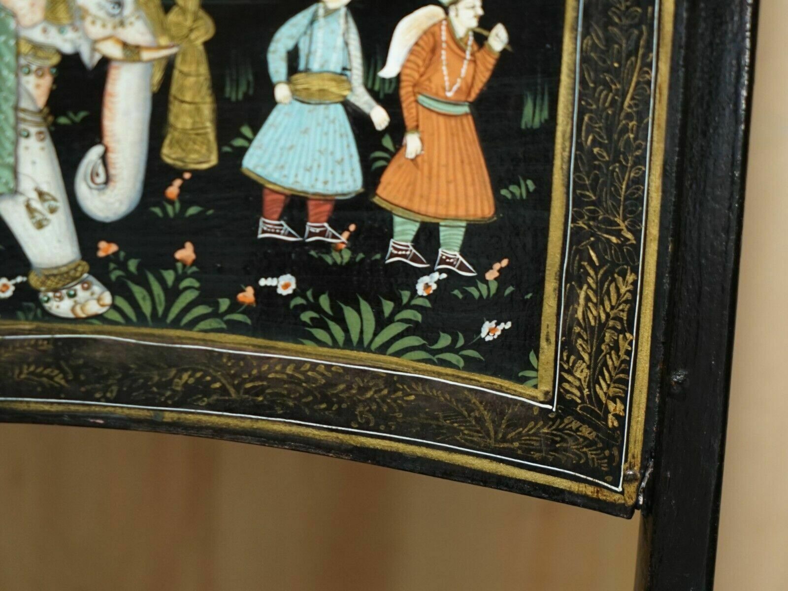 Pair Of Antique Chinese Chinoiserie Indian Decoration Campaign Folding Chairs photo vintage