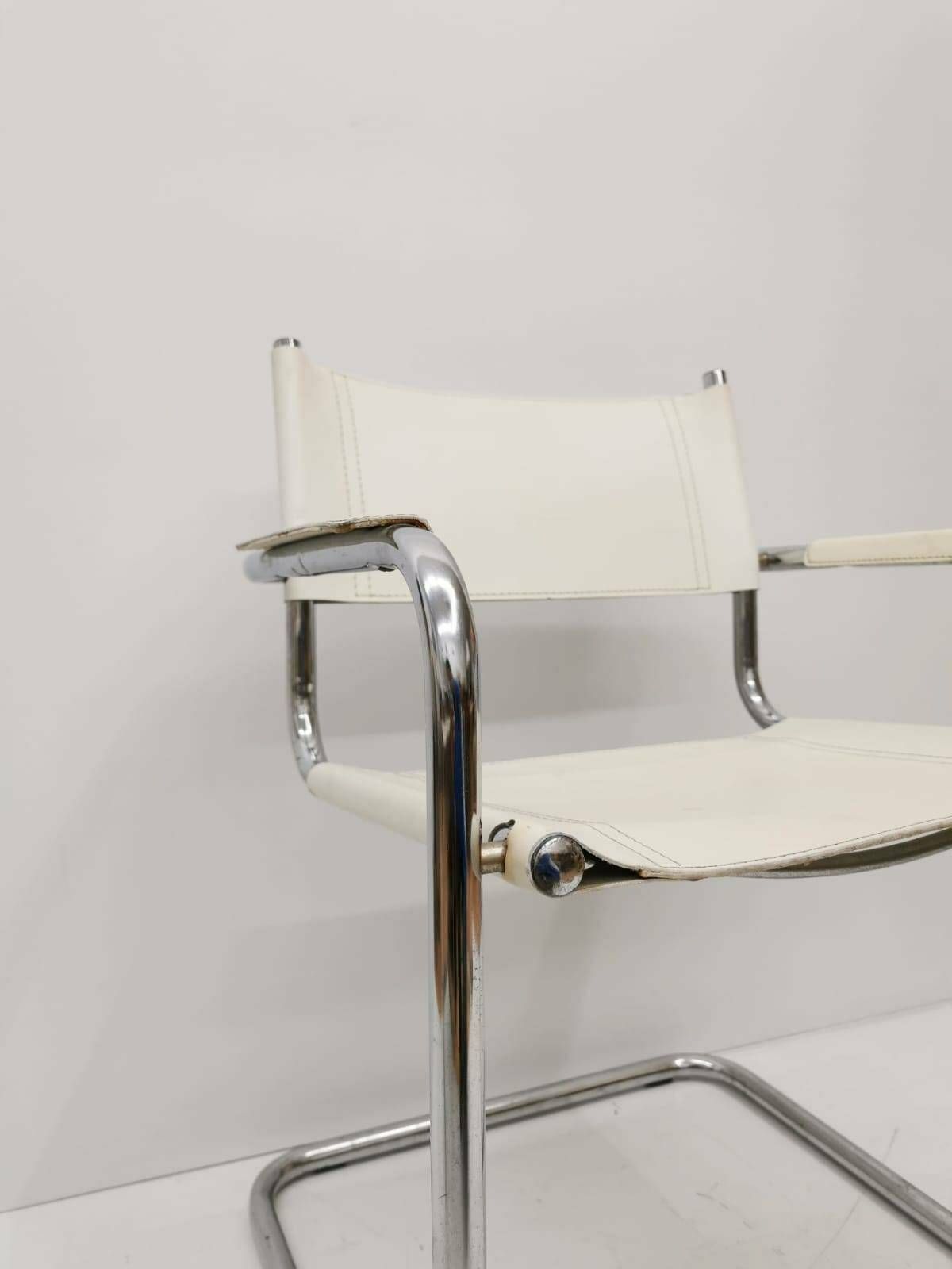 1 Of 2 Model Mg5 Centro Studi Desk Chair By Mart Stam & Marcel Breuer For Matteo Grassi, 1970s photo vintage