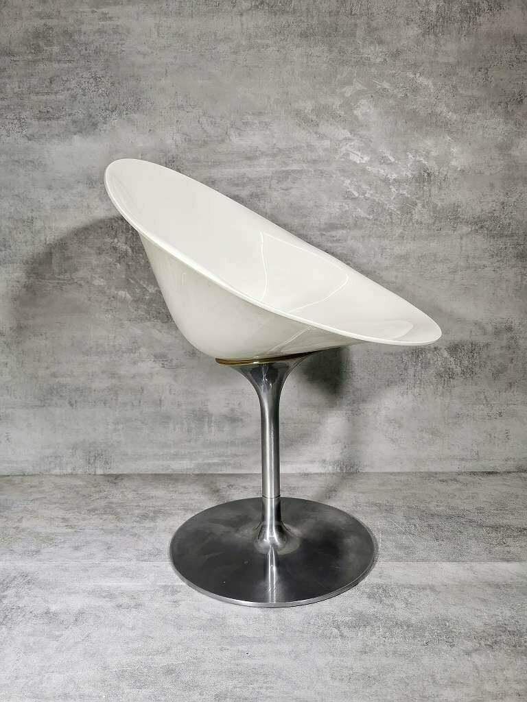 1 Of 6 White Eros Chair With Aluminum Swivel Base By Philippe Starck For Kartell. Made In Italy. photo furniture