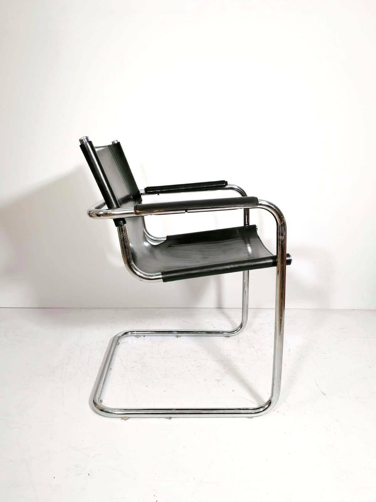 Matteo Grassi Style Visitor Chairs, Made Of Black Leather, 1970s photo furniture