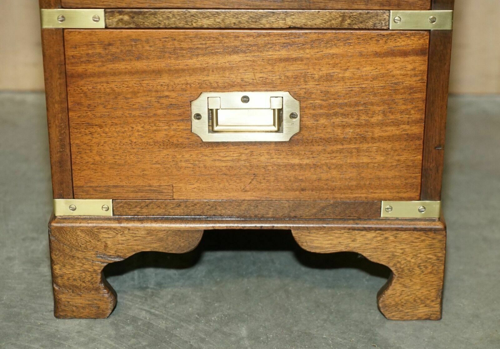 2350.0 Fully Restored Harrods Kennedy Brown Leather Military Campaign Pedestal Desk photo
