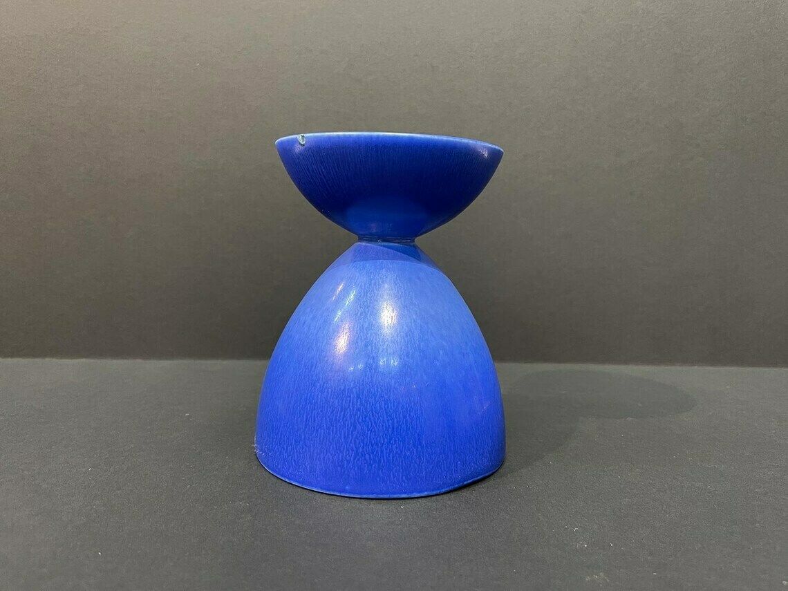 Cobalt Blue Double Vase By Sven Wejsfelt For Gustavsberg, Signed, Sweden, 1970s photo furniture