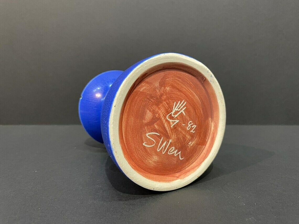 Cobalt Blue Double Vase By Sven Wejsfelt For Gustavsberg, Signed, Sweden, 1970s photo vinterior