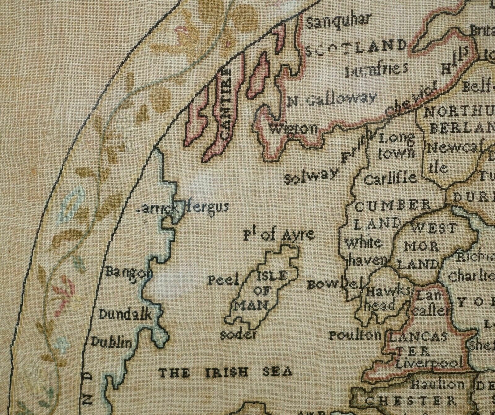 photo furniture Antique Elizabeth Mason Signed 1789 George II Needlework Sampler Map Of England