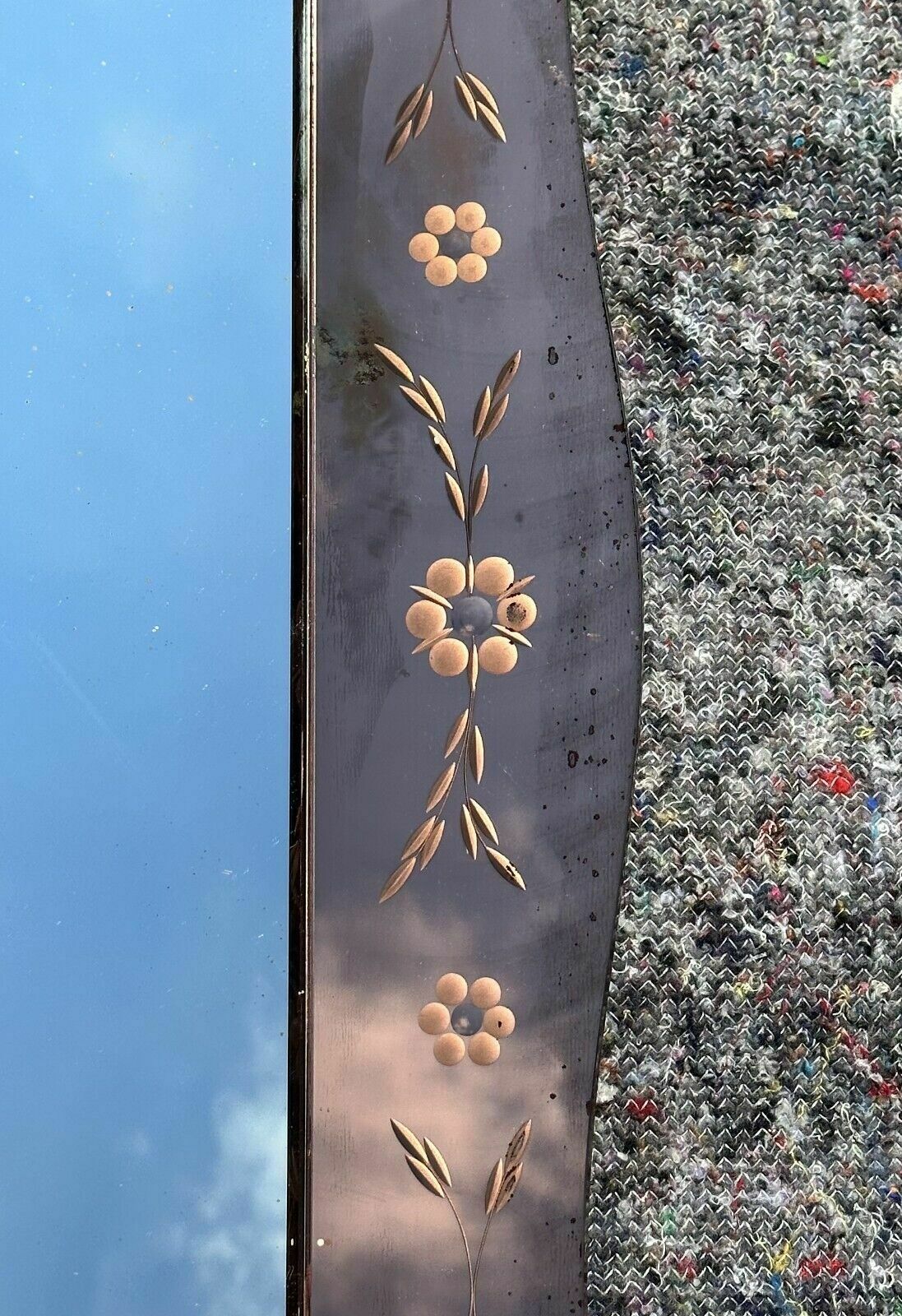 photo buy Lovely Antique 1930's Art Deco Rose Glass Bevelled Venetian Flower Petal Mirror