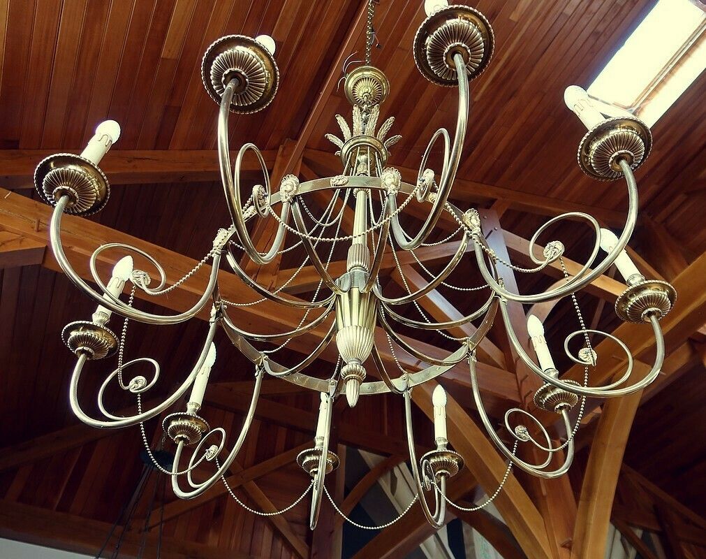 Set Of 3 Chandeliers With 10 Lights, Louis XVI Style, Early 20th Century photo Lighting