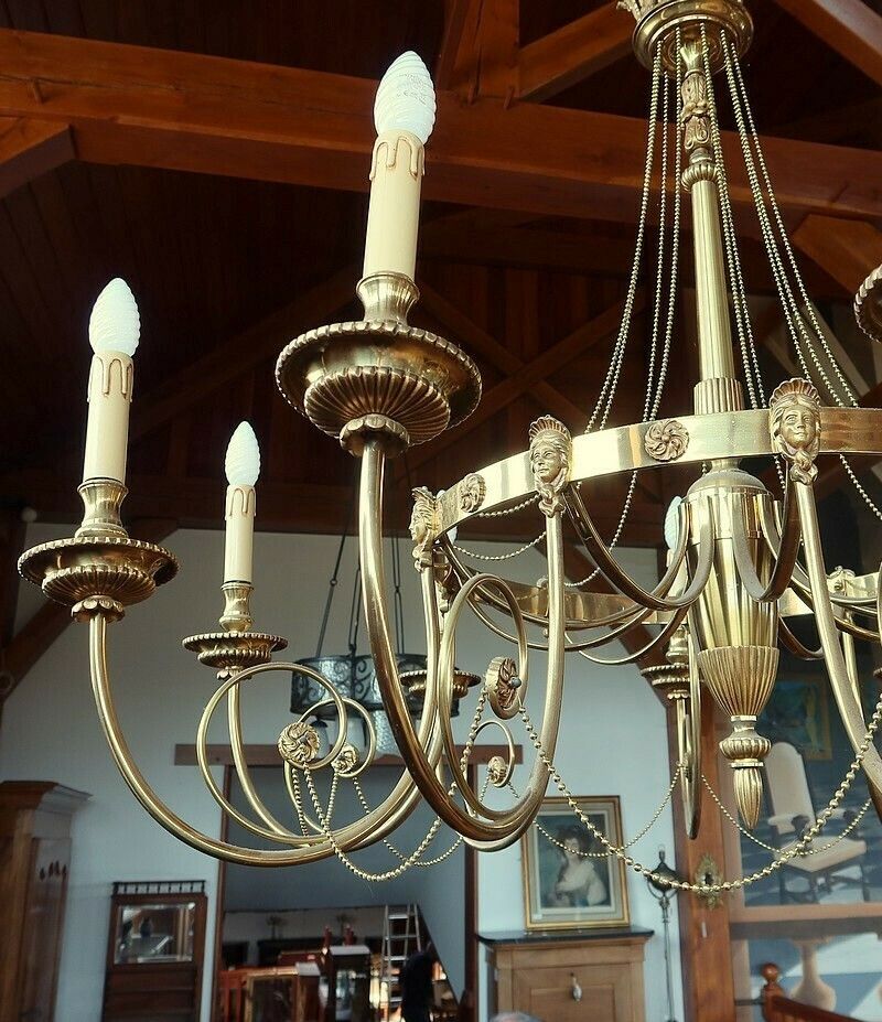 Set Of 3 Chandeliers With 10 Lights, Louis XVI Style, Early 20th Century photo vintage