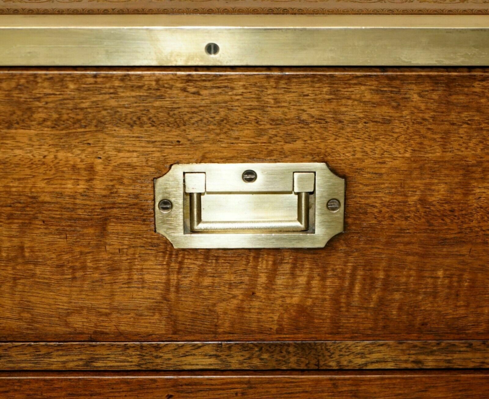 Fully Restored Harrods Kennedy Military Campaign Side End Table Drawers Leather photo vinterior