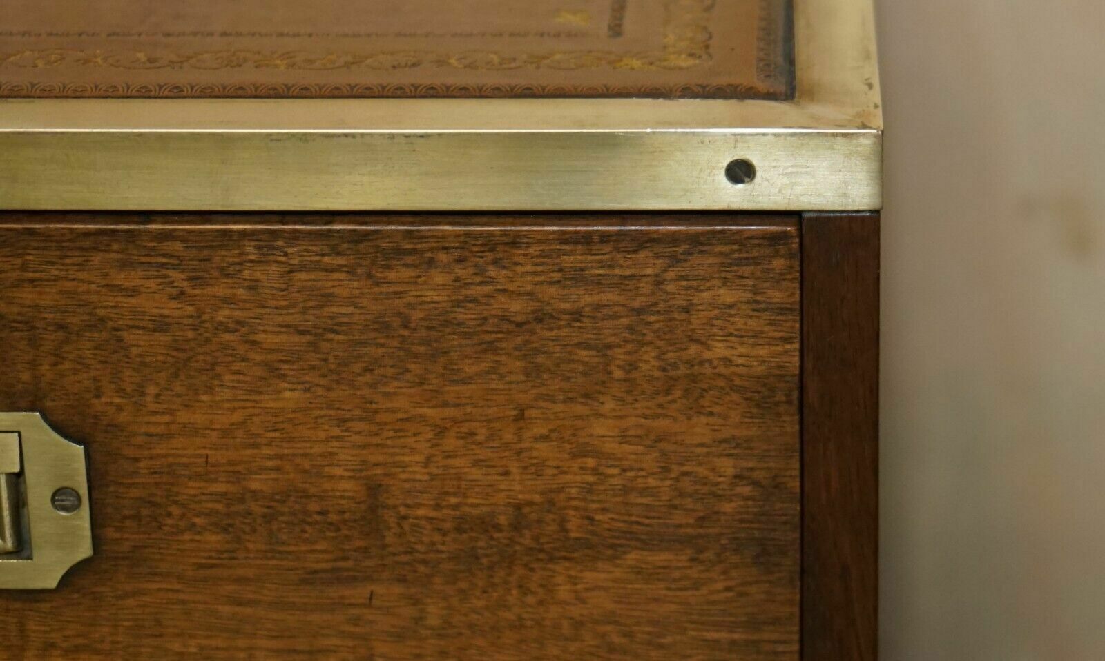 Fully Restored Harrods Kennedy Military Campaign Side End Table Drawers Leather photo buy