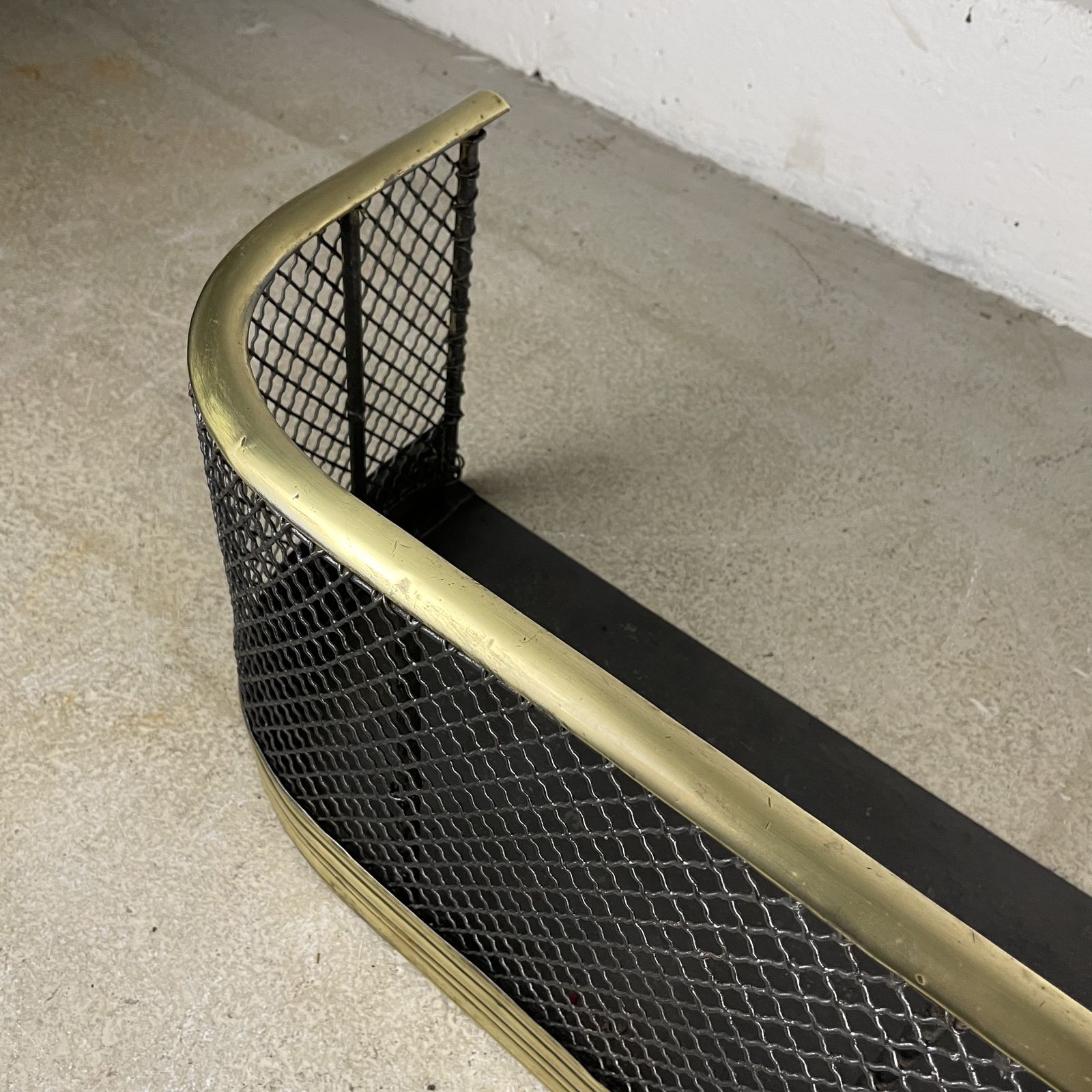 Victorian Iron Fireplace Spark Guard With Brass Rail photo 475.0