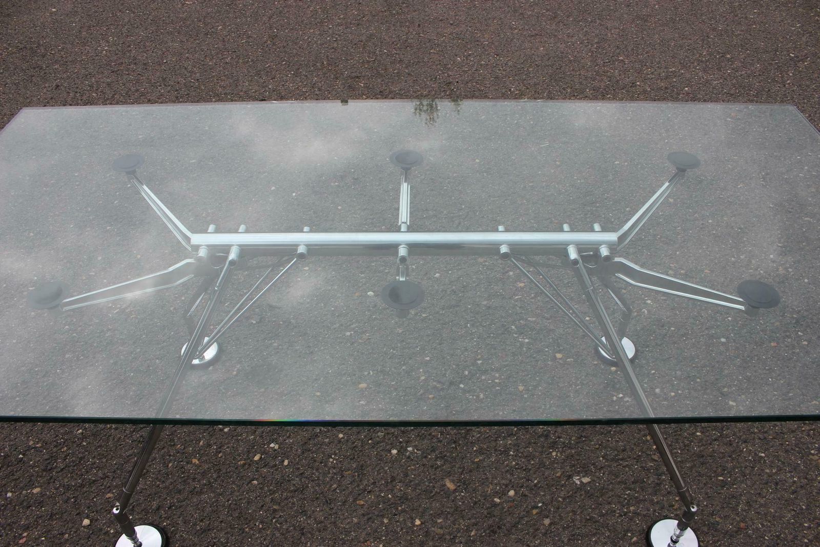 1970s Norman Foster Glass Table Model Nomos For Tecno, Italy photo for sale