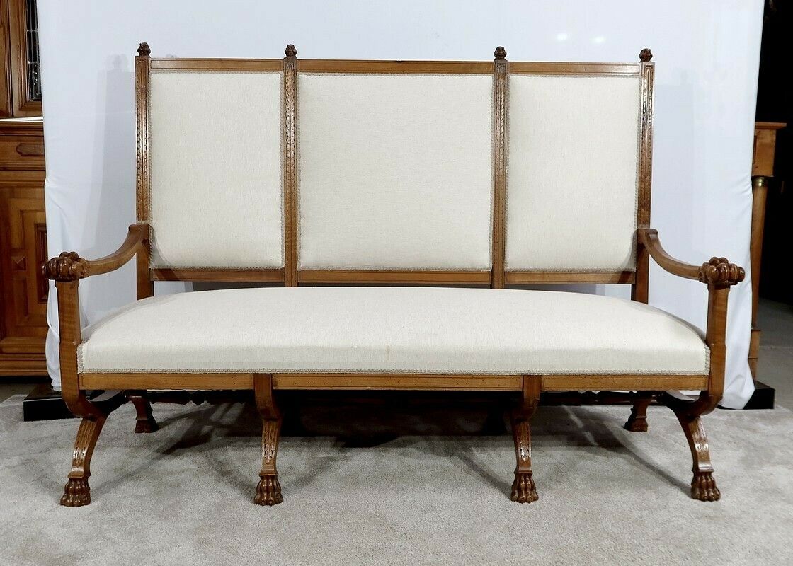 Rare Bench In Solid Walnut, Renaissance Style, Late 19th Century photo Furniture