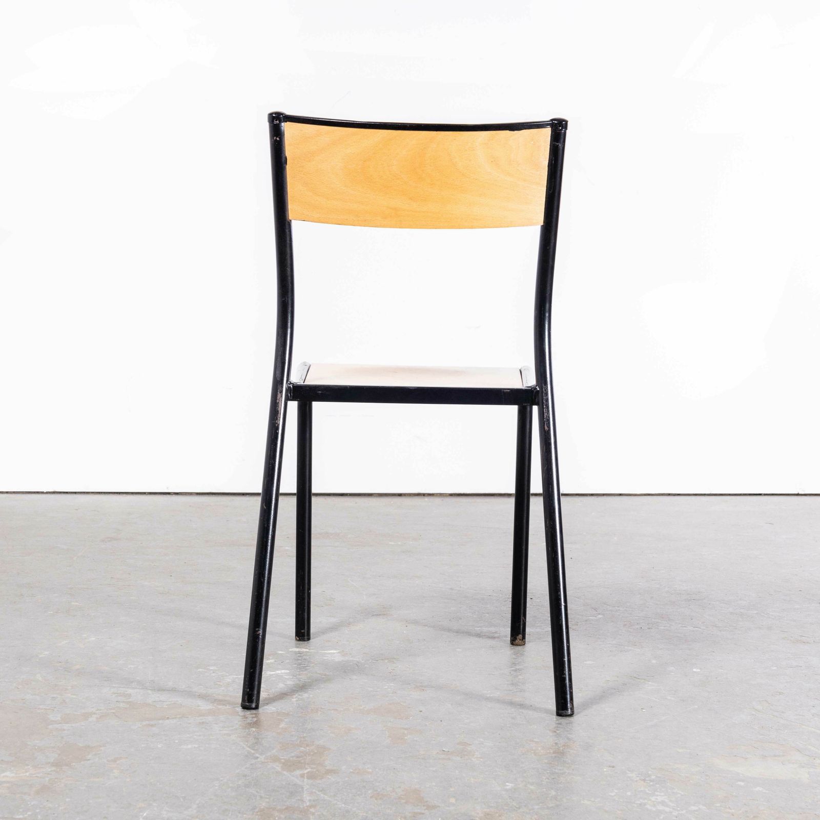 1950’s French Mullca Stacking School – Dining Chairs – Black Model 510 – Set Of Four photo furniture