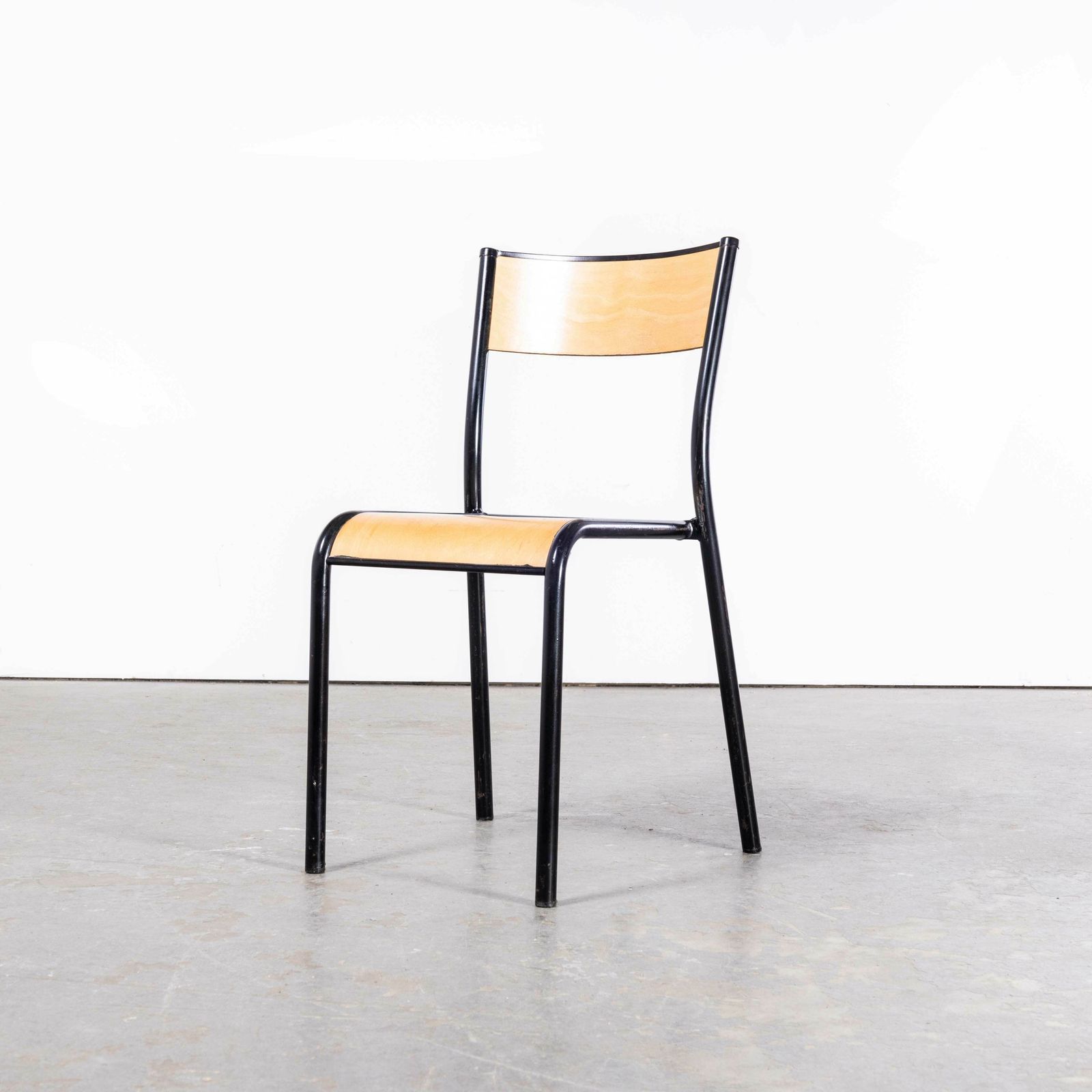 1950’s French Mullca Stacking School – Dining Chairs – Black Model 510 – Set Of Four photo buy