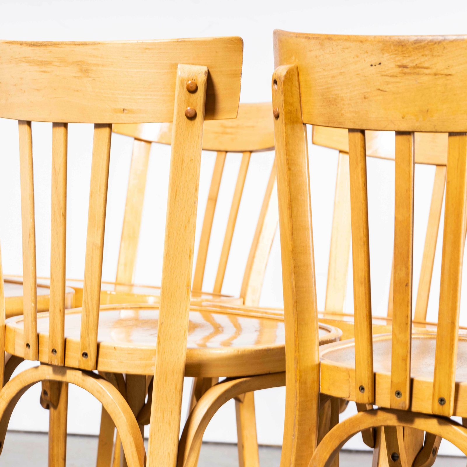 1950’s French Baumann Blonde Tri Back Bentwood Dining Chairs – Set Of Six photo 1044.0