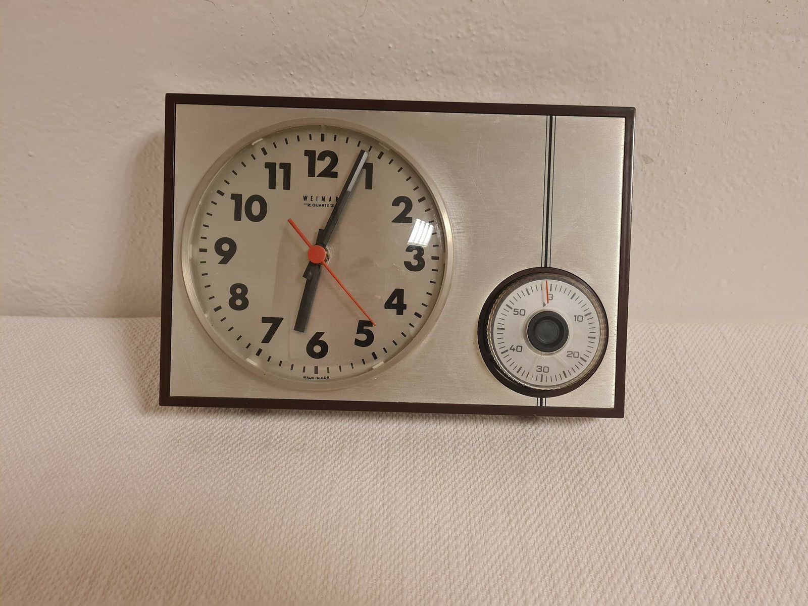 Vintage Mid Century Wall Kitchen Clock With Timer Weimar Ddr 70s