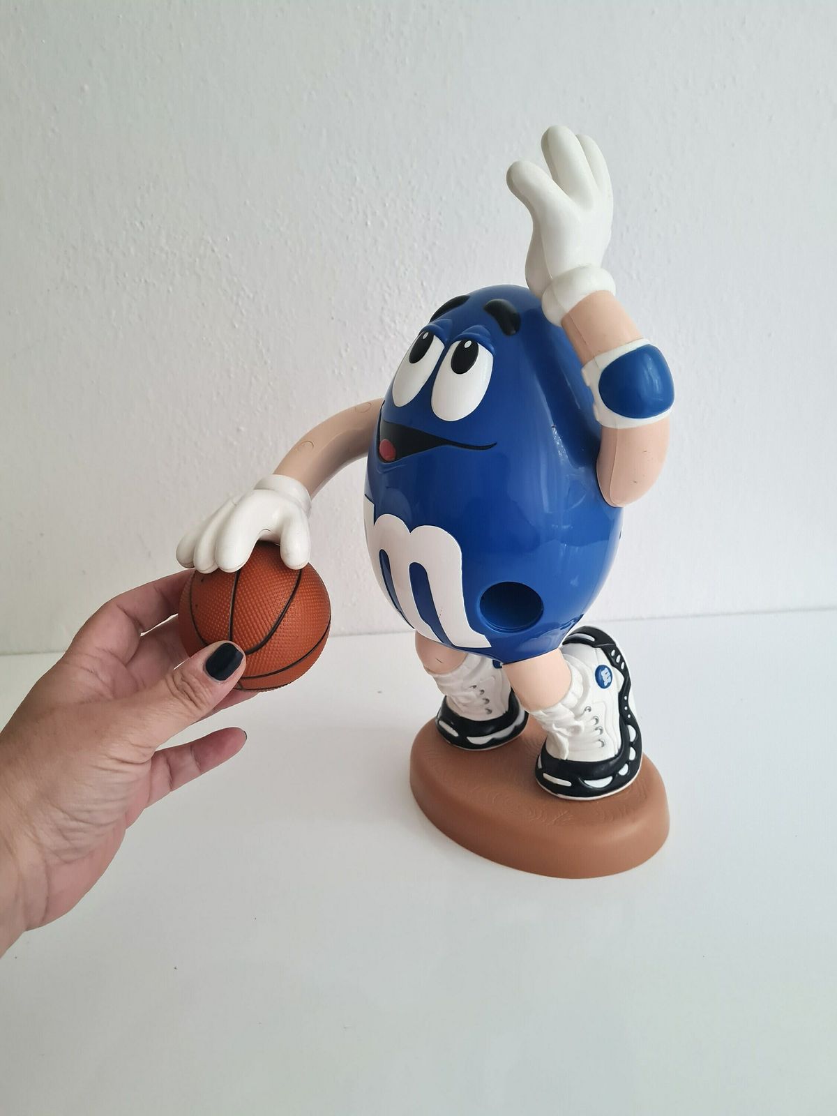 photo for sale Vintage Big Blue M&Ms Candy Dispenser Basketball Rare Plastic Figure