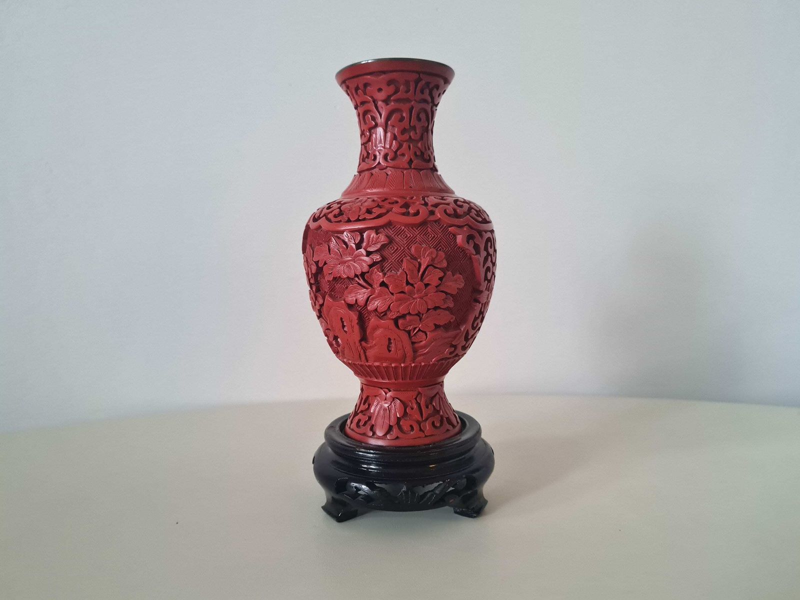 Chinese Cinnabar Lacquer Vase Varnish Carving Chinese Collectible photo furniture