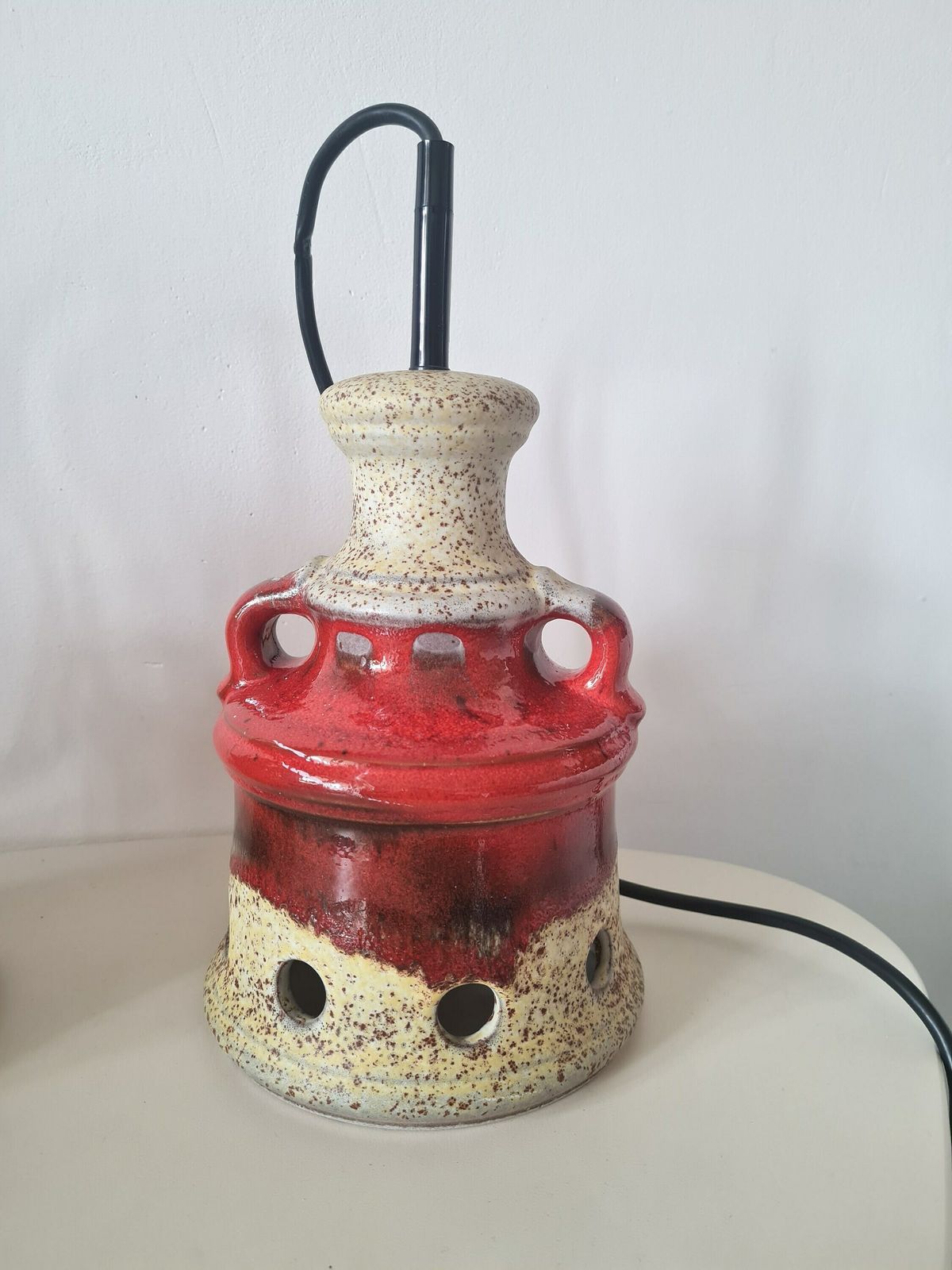 photo furniture Vintage One Of Two Pendant Lamps Hand Made Fat Lava Herda Gdr Design 70s