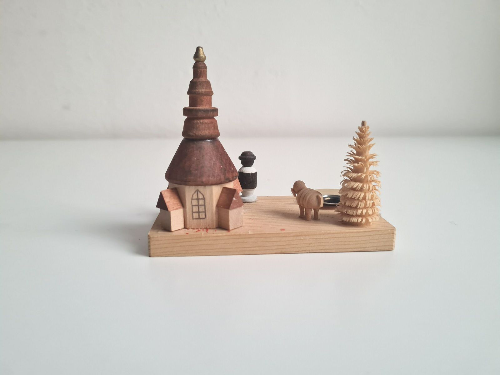 Vintage Duitse Kandelaar – Seiffen Kerk Met Kerstkoorzangers, Handgemaakt photo Woonaccessoires