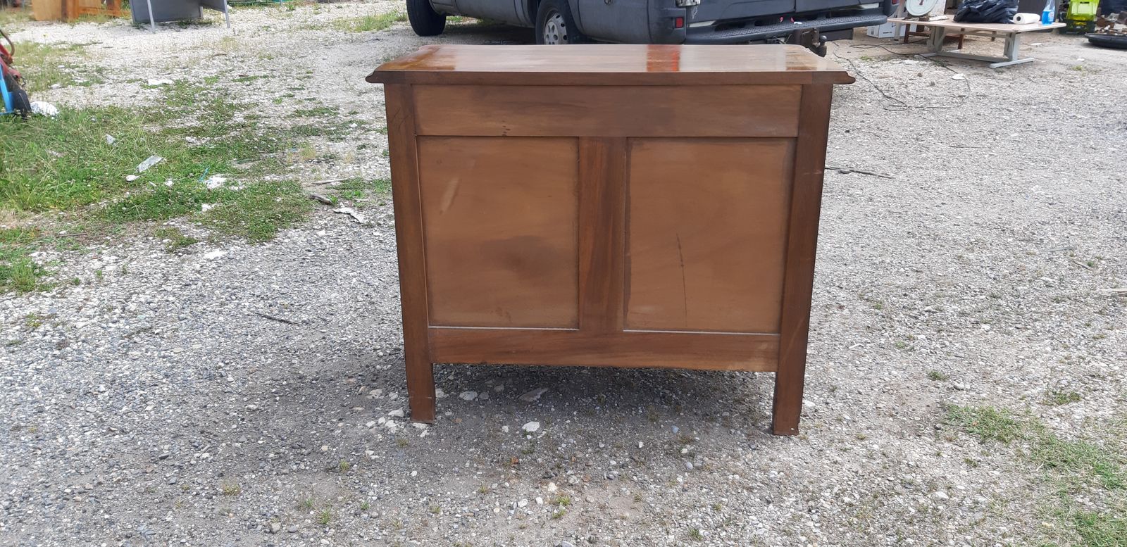 Chest Of 3 Drawers Walnut And Brass photo vintage