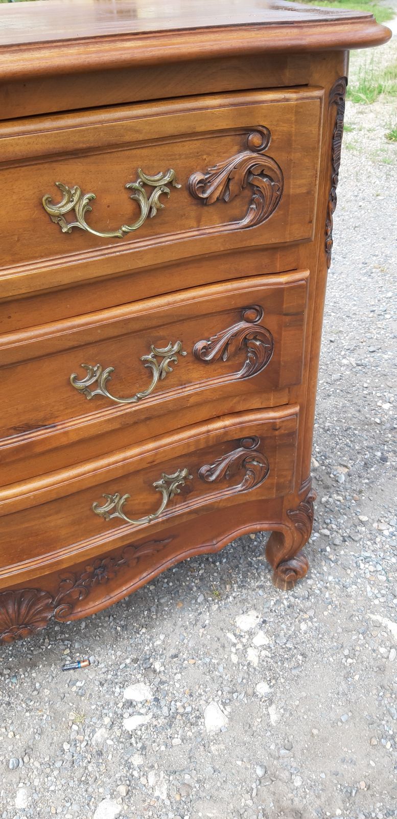 photo for sale Chest Of 3 Drawers Walnut And Brass