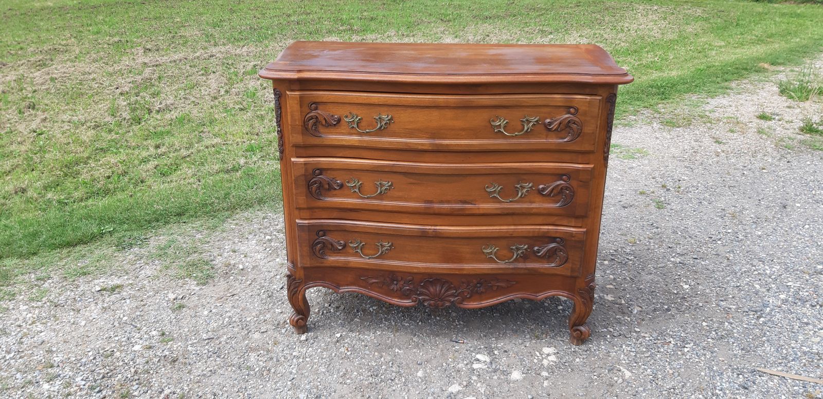 Chest Of 3 Drawers Walnut And Brass