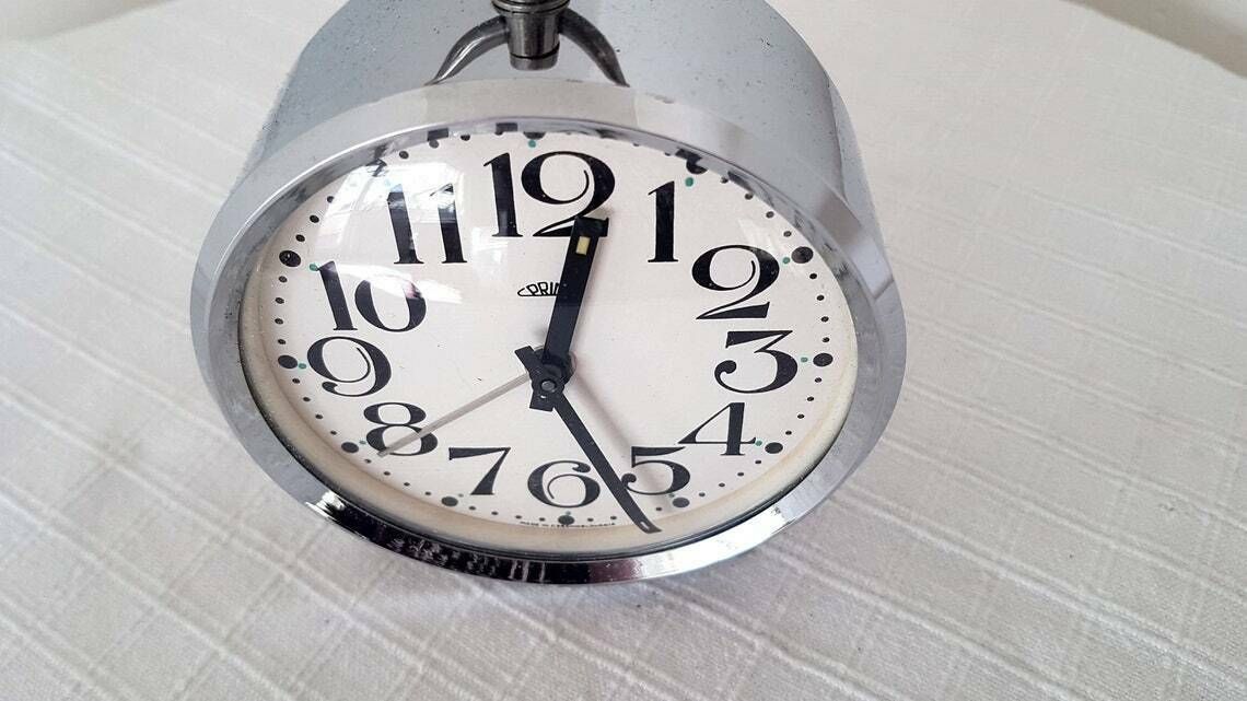 Vintage Mechanical Alarm Clock Prim Czechoslovakia 80s photo furniture