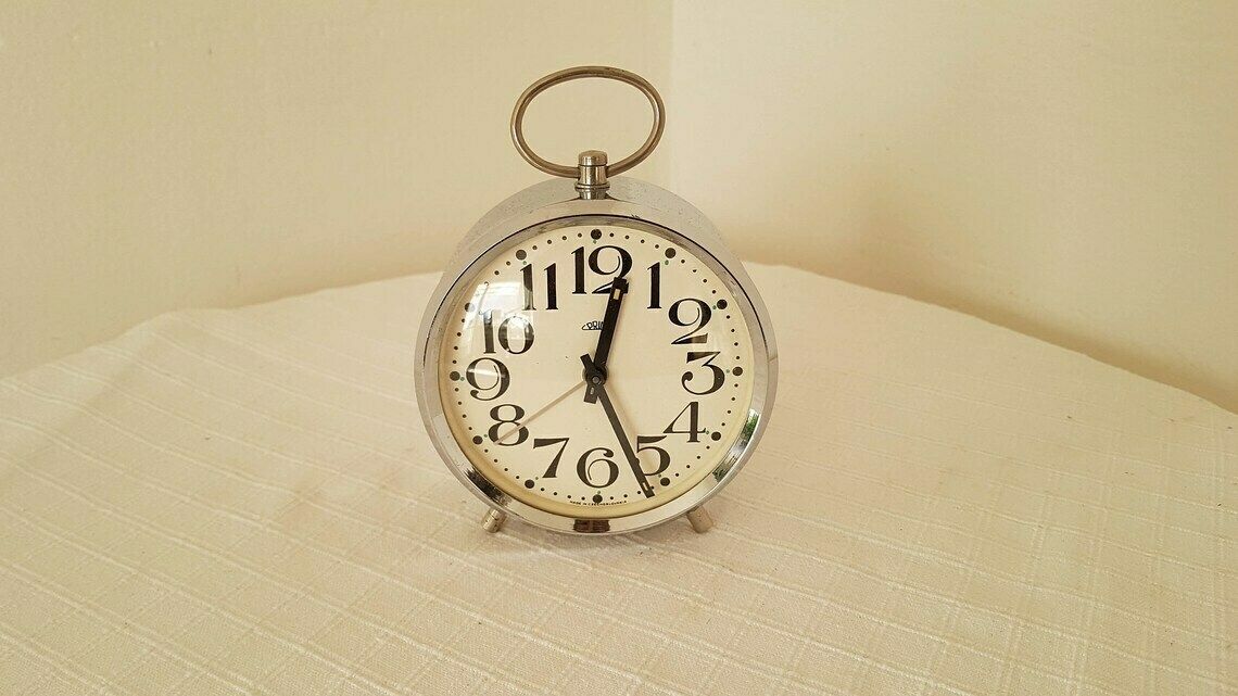 Vintage Mechanical Alarm Clock Prim Czechoslovakia 80s photo vintage