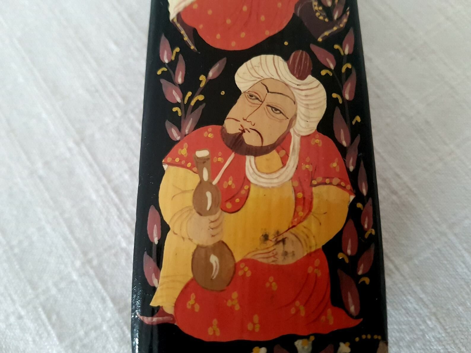 Vintage Lacquer Box Wooden Hand Painted Pencil Box Luxury Pen Box Jewellery Box photo vintage