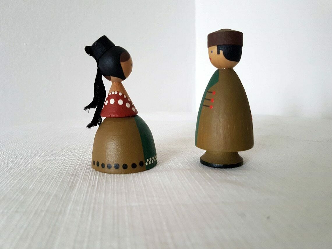 photo for sale Vintage German Wooden Pair Figures Handmade Design