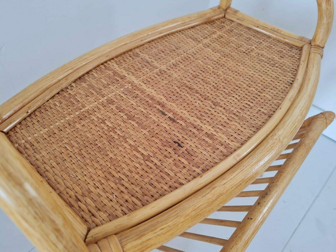 Vintage Mid Century Bamboo Rattan Magazin Holder 80s photo vinterior