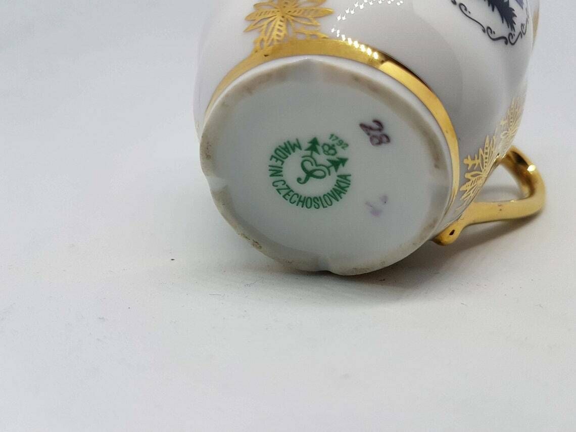 Vintage Coffee Czech Porcelain Cup And Saucer Made In Czechoslovakia 80s photo vintage