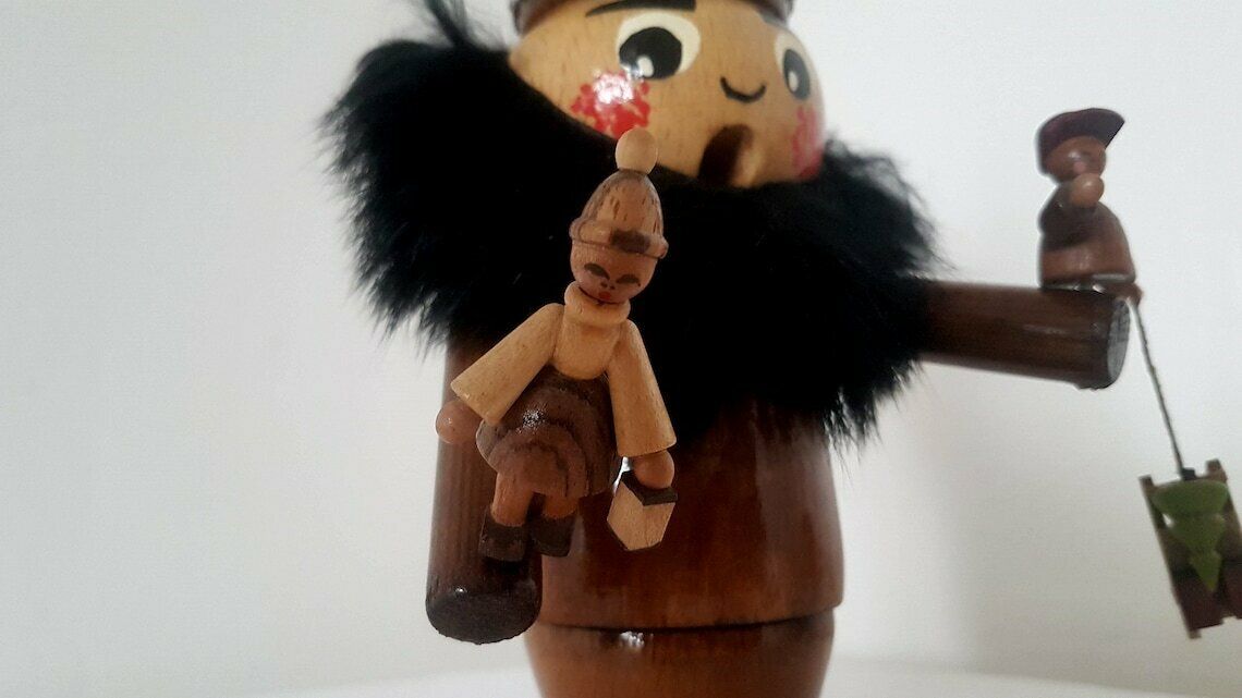 Vintage Retro Erzgebirge Figuur, Wierookbrander In De Vorm Van Een Man, Duitse Wierookbrander, Kerstkandelaar – Handgemaakt, Ongebruikt photo Woonaccessoires