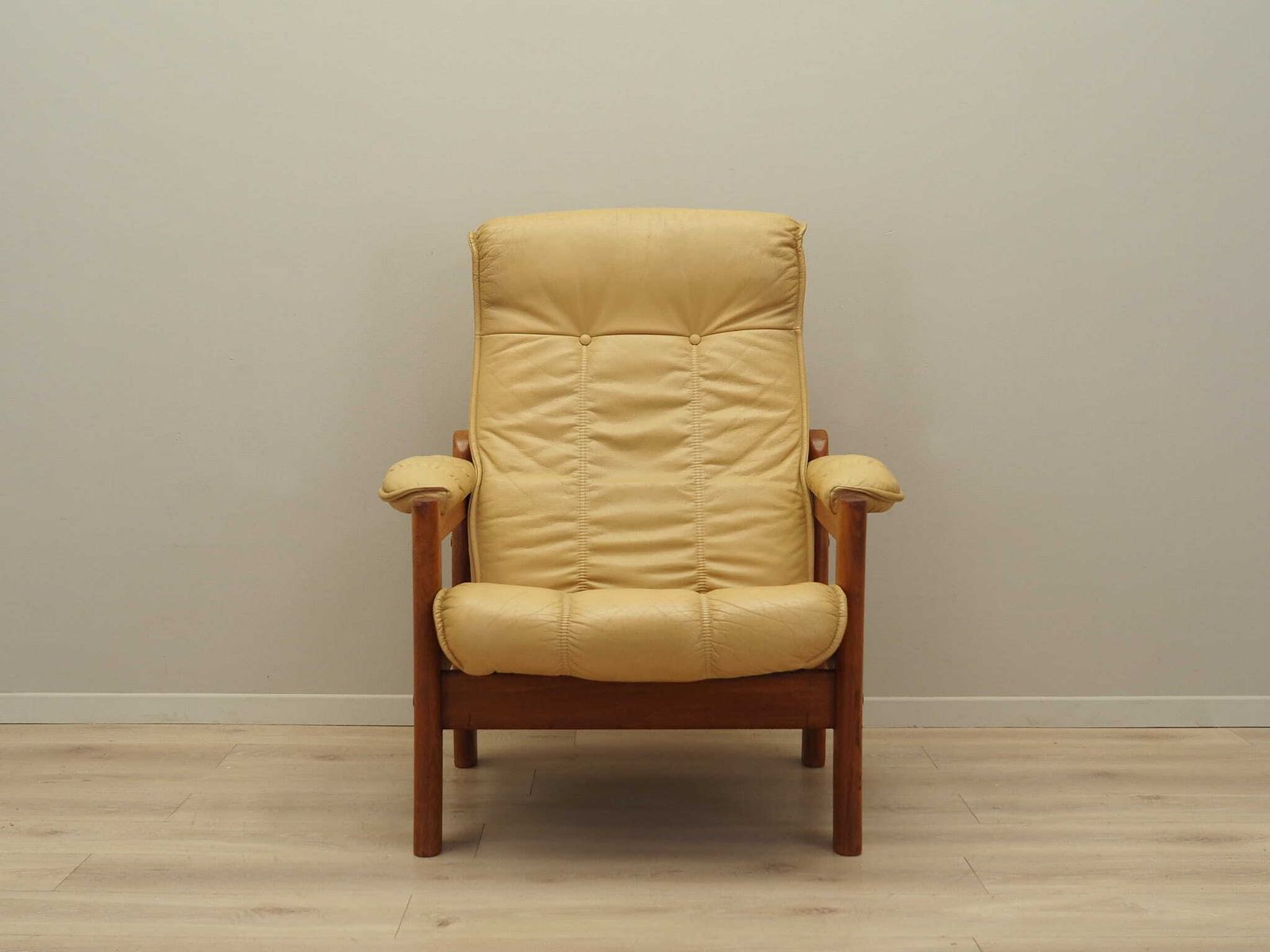 Yellow Leather Armchair, Danish Design, 1960s, Production: Denmark photo furniture